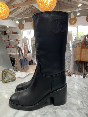 Chanel Leather Riding Boots