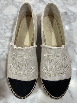 CHANEL Linen CC Espadrilles