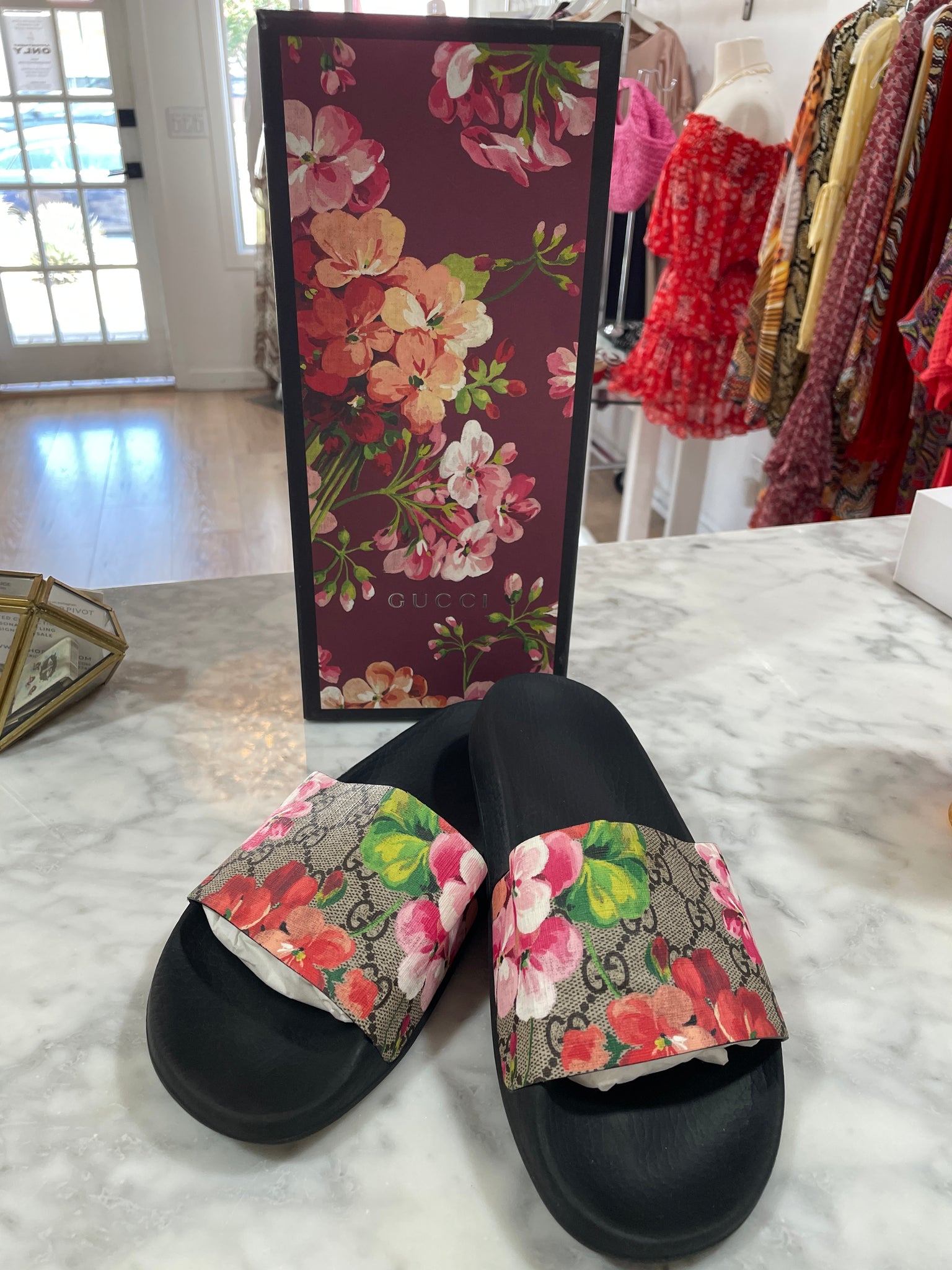 Gucci GG Blooms Supreme Slide Sandals