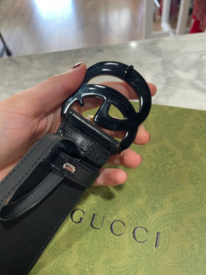 Gucci GG Marmont Wide Belt in Black