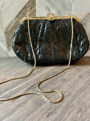 Judith Leiber Vintage Snakeskin 80s Evening Bag