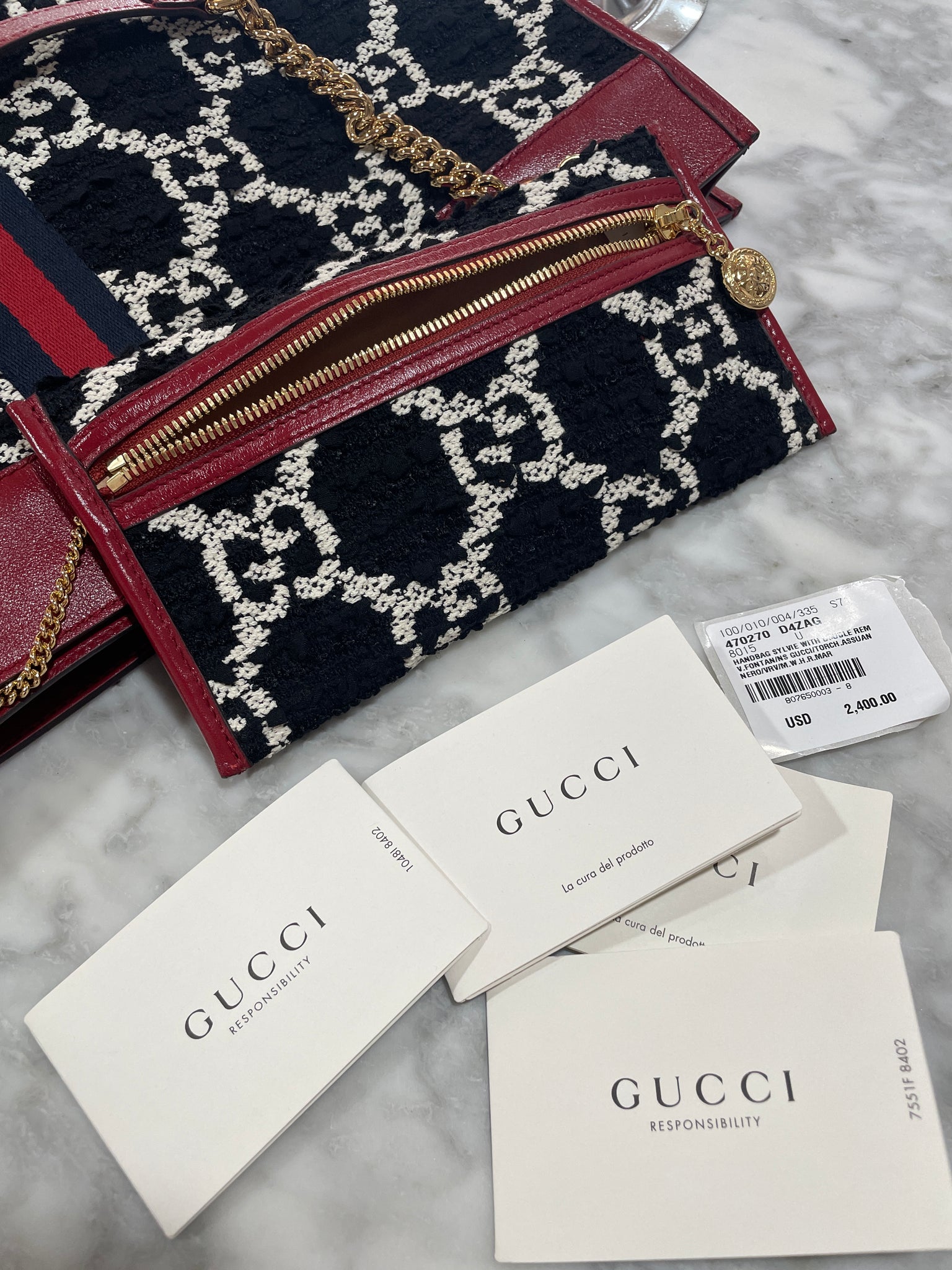 Gucci GG Tweed Large Rajah Tote with Pouch