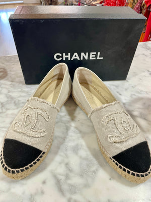 CHANEL Linen CC Espadrilles