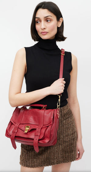 Proenza Schouler Red Leather Medium PS1 Satchel Bag