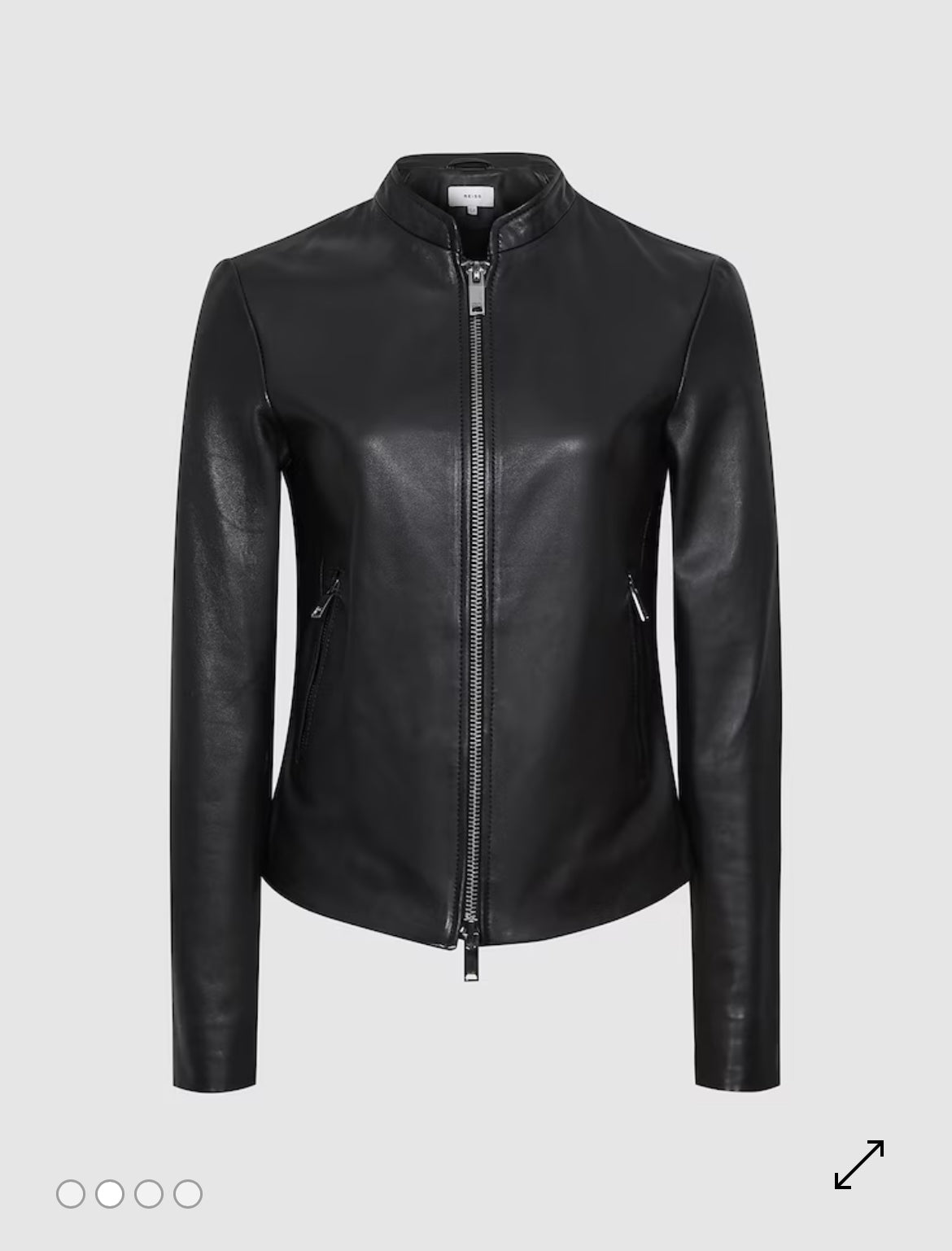 Reiss Allie Leather Collarless Biker Jacket