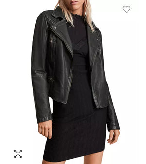 All Saints Cargo Quilted Leather Biker Jacket