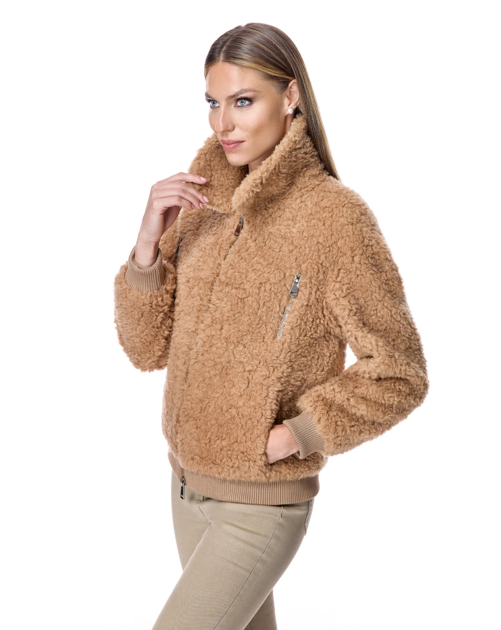 Maximilian Teddy Lambswool Bomber Jacket