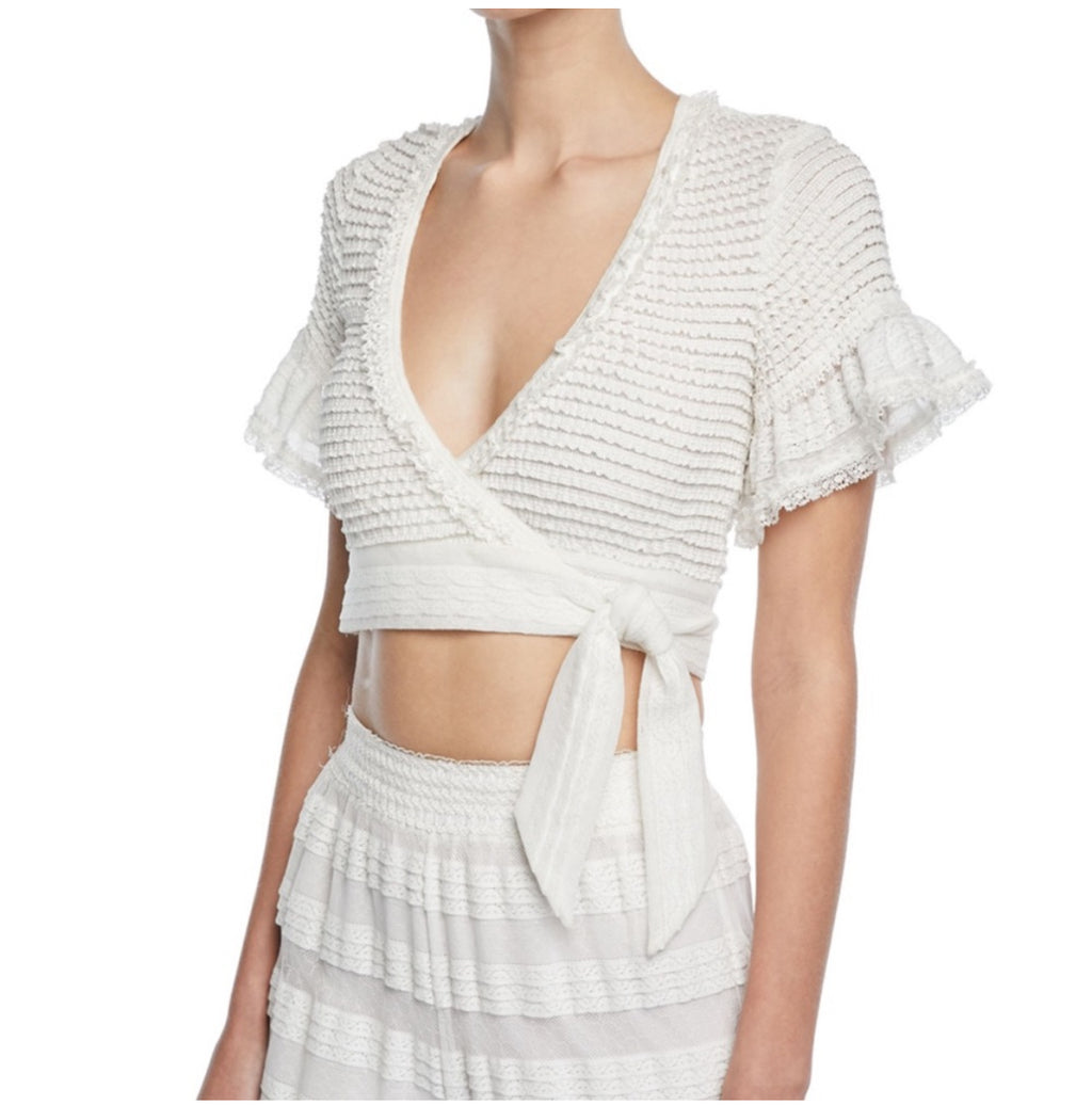 Johnathan Simkhai Ruffle Wrap Crop Top