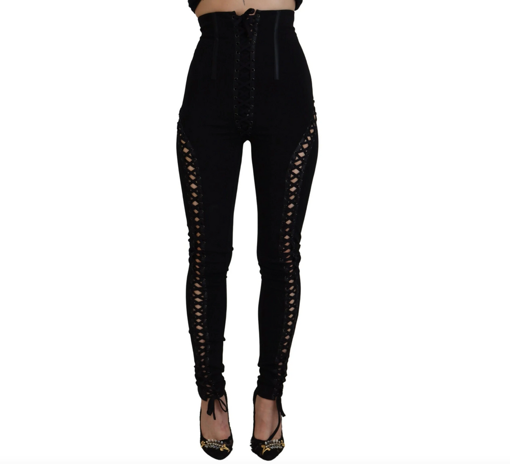 Dolce & Gabbana High Waist Corset Lace Up Skinny Pants