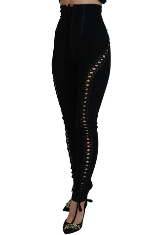 Dolce & Gabbana High Waist Corset Lace Up Skinny Pants