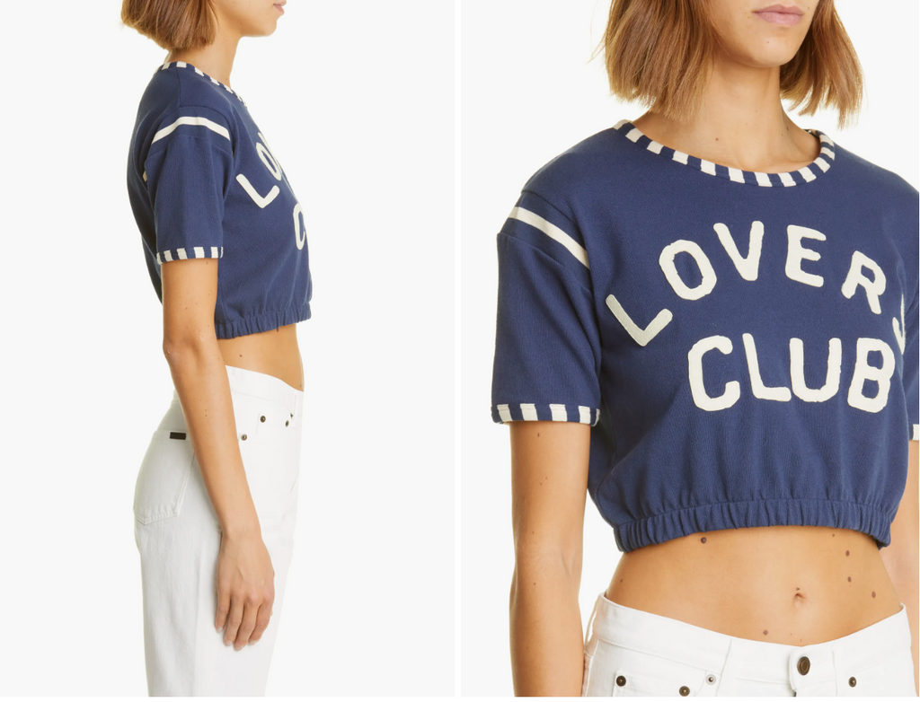 Saint Laurent Lovers Club Crop Graphic Tee