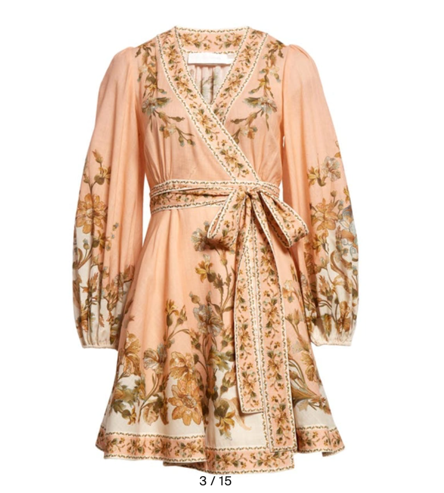 Zimmermann Floral Print Long Sleeve Cotton Chintz Wrap Dress