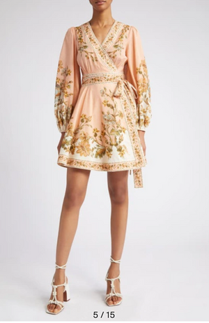 Zimmermann Floral Print Long Sleeve Cotton Chintz Wrap Dress